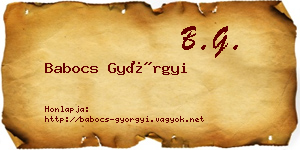 Babocs Györgyi névjegykártya